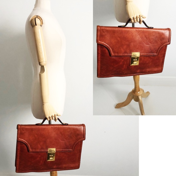 Michael Scott Briefcase English Bridle Leather Business Bag Portfolio Vintage - Picture 2 of 8